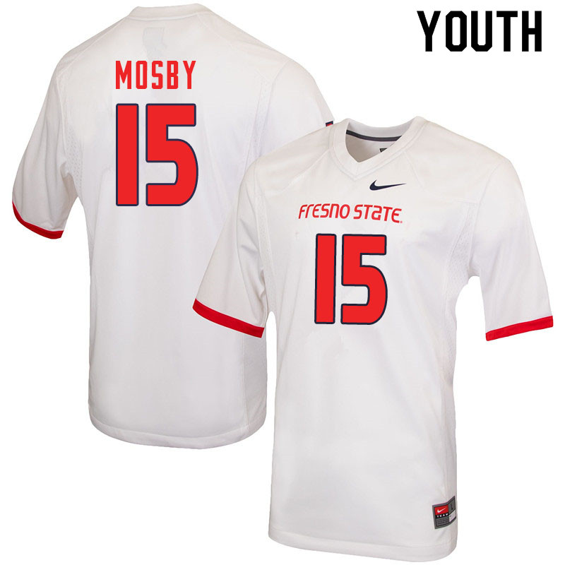 Youth #15 Arron Mosby Fresno State Bulldogs College Football Jerseys Sale-White - Click Image to Close